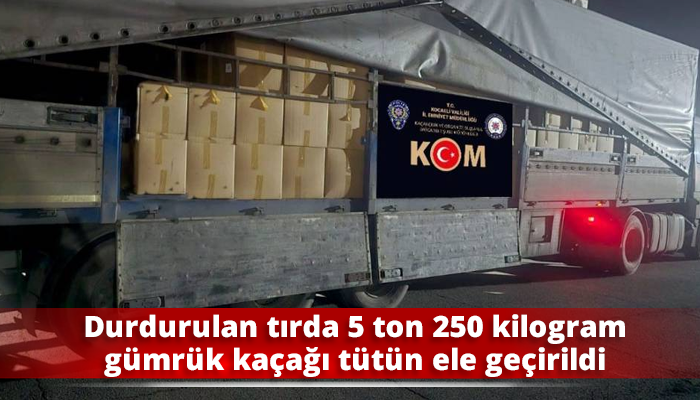 Durdurulan tırda 5 ton 250 kilogram gümrük kaçağı tütün ele geçirildi