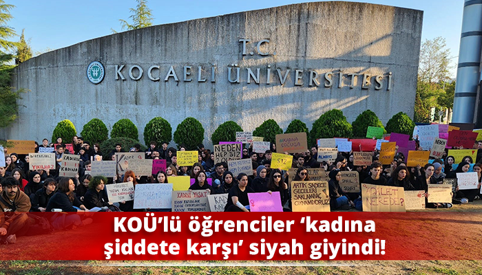 KOÜ’lü öğrenciler ‘kadına şiddete karşı’ siyah giyindi!